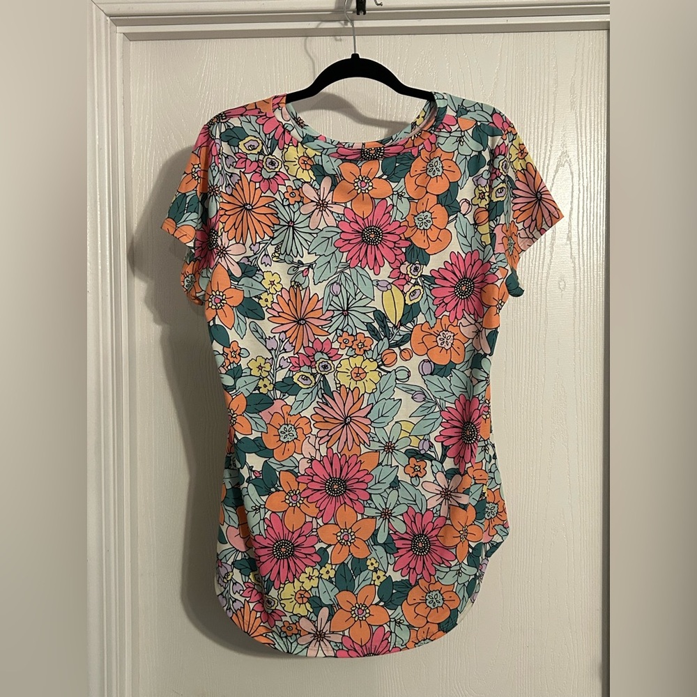 Bombom | Vibrant Floral Short Sleeve Women's Top | Size XL - Picture 5 of 5